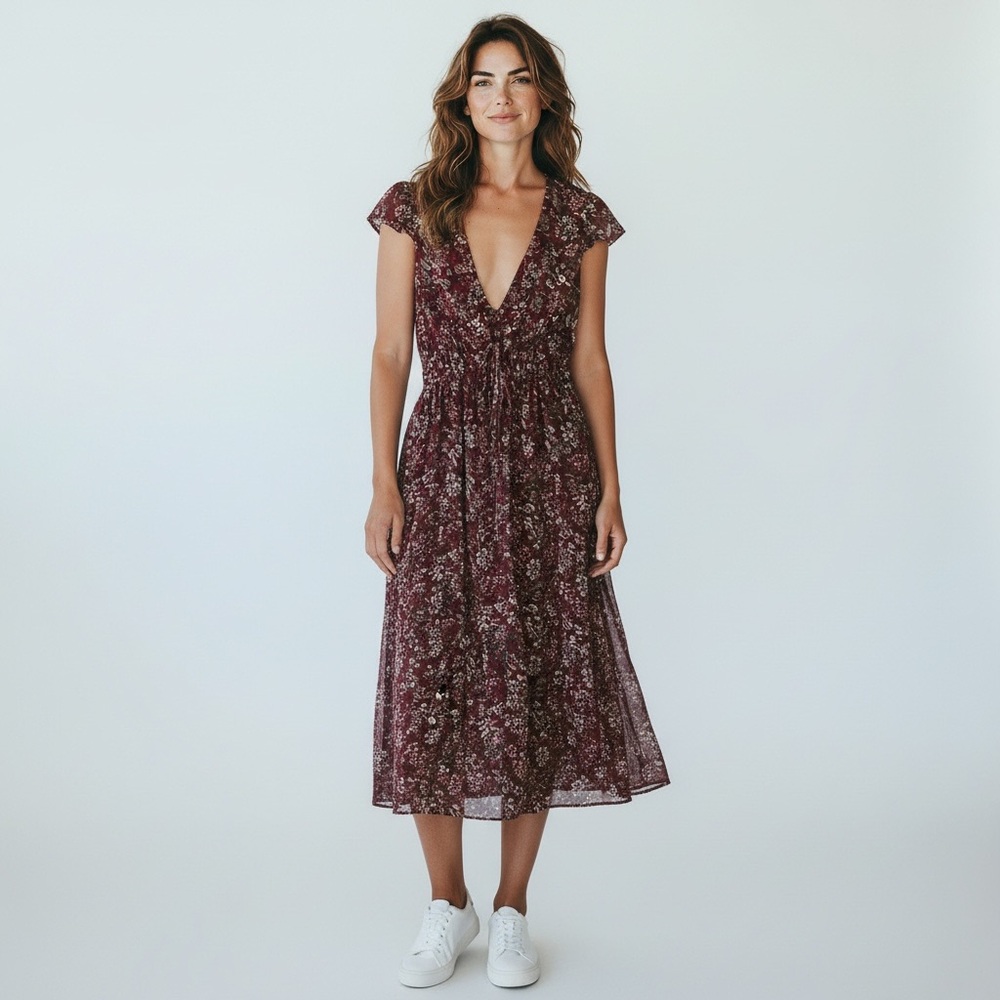 STORIA Burgundy Floral Dress